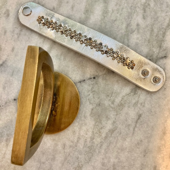 Vegan Leather Wrap Star Silver Cuff Bracelet - Picture 5 of 7